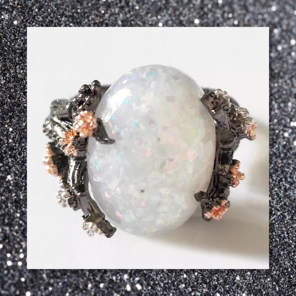 LAST 1 5⭐️🆕 White Fire Opal 925 Silver Ring 6,7,8 - Picture 4 of 6